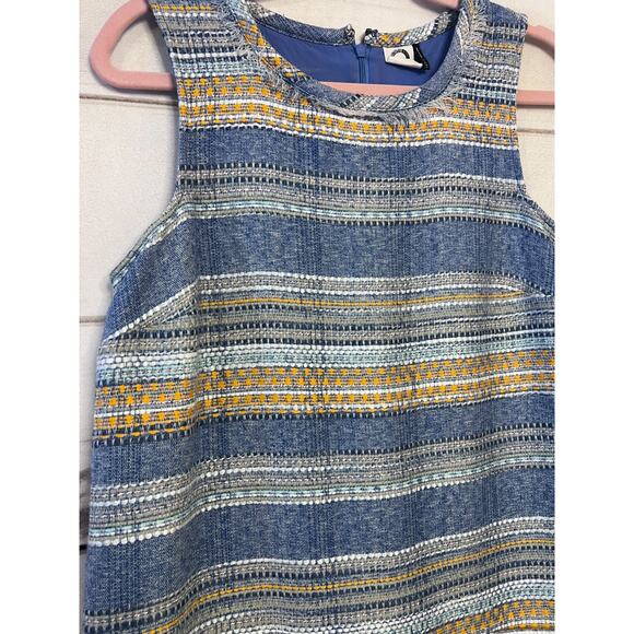 Akemi + Kin Size 4 Shift Dress Woven Denim Print Fray Accents - Picture 5 of 5